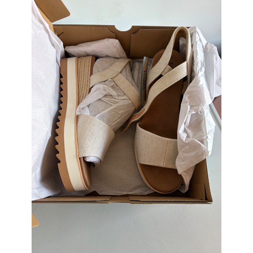 TOMS Diana Natural WIDE Width Yarn Dye Platform Wedge Sandals 10021083 9W